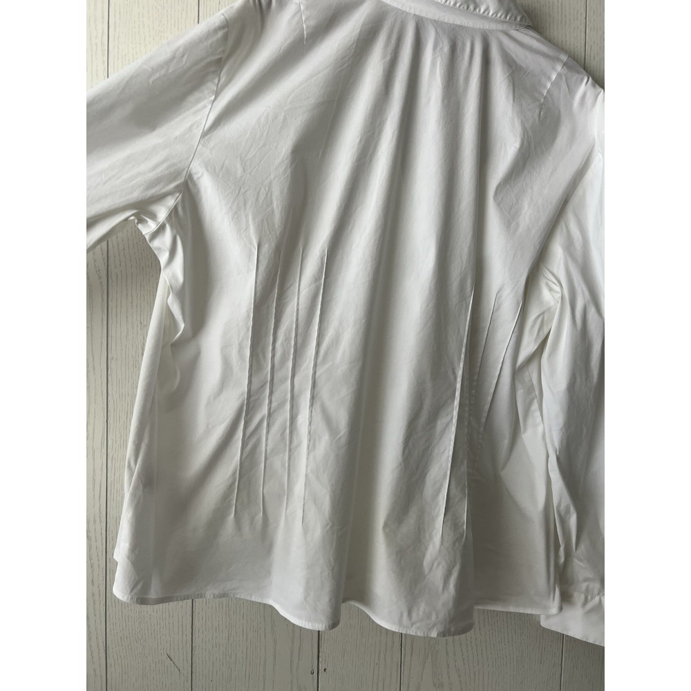 Lafayette 148 New York Button Up Shirt Womens Size 20 White Cotton Blend Blouse - Picture 7 of 12